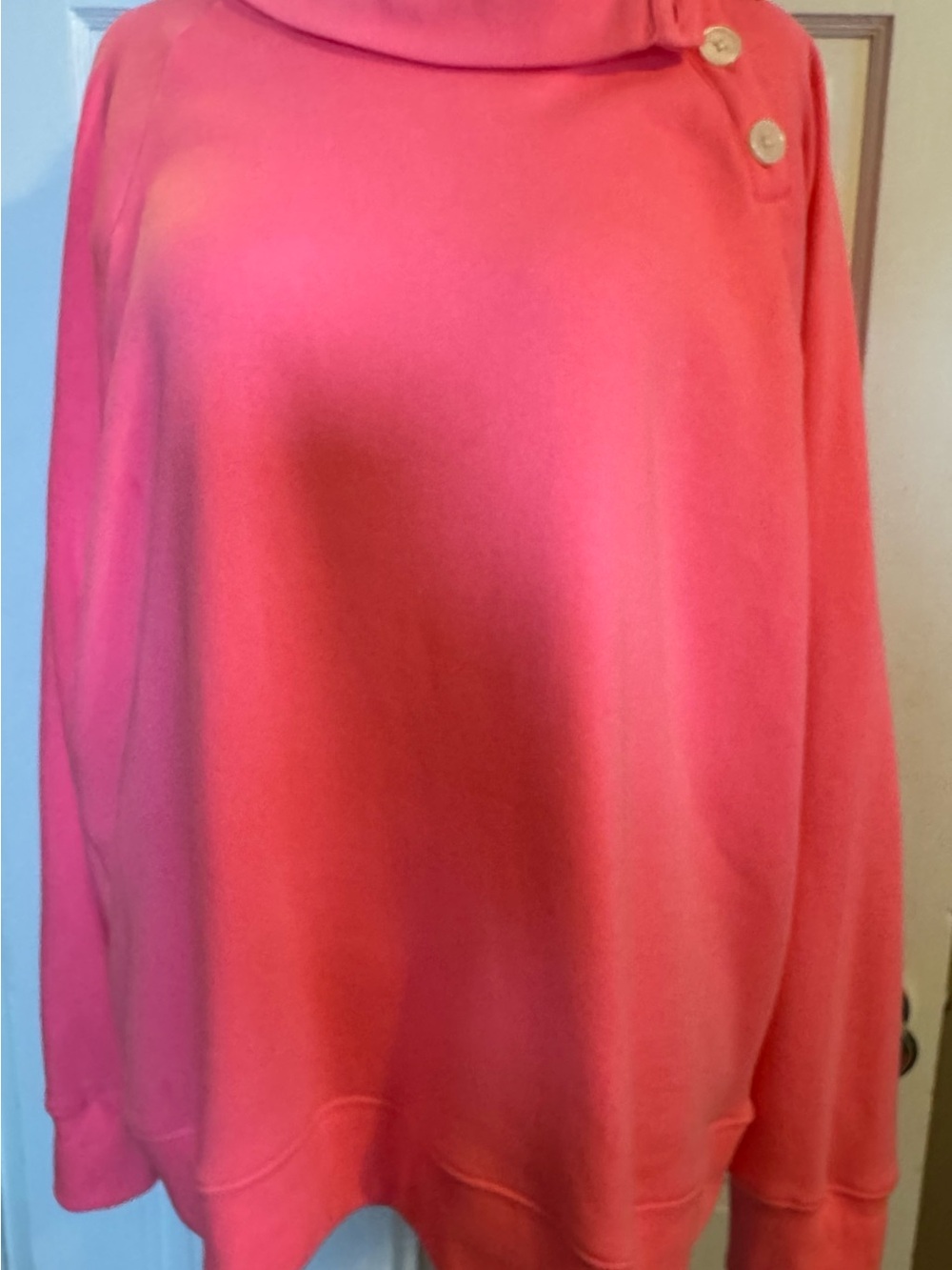 J. Crew Bubblegum Pink Button-Shoulder Sweatshirt/Sweater 2XL - Picture 2 of 6